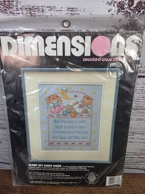 VTG Dimensions Counted Cross Stitch Kit 3703 Sleep My Baby Nursery 1991